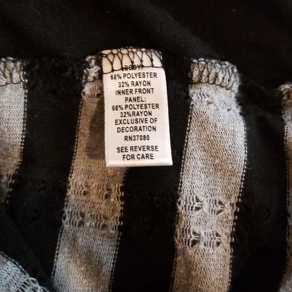 ❣CATO Black Gray Stripe Attached Tank Cardigan❣ - Picture 7 of 7